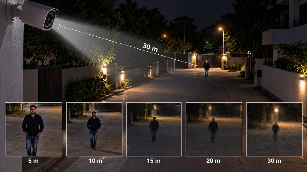 30 metre CCTV night vision range versus facial identification detail