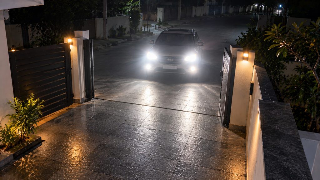 CCTV camera struggling with vehicle headlights at night