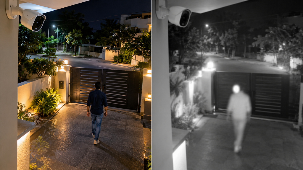 CCTV night vision showing difference between illumination range and identification detail